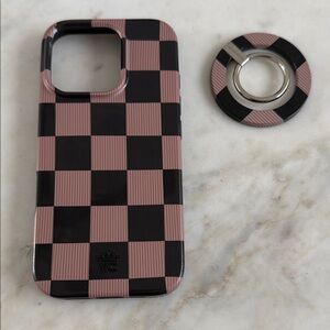 Velvet Caviar “Mocha Vibe” Checkered iPhone 16 Pro case with Grip Ring